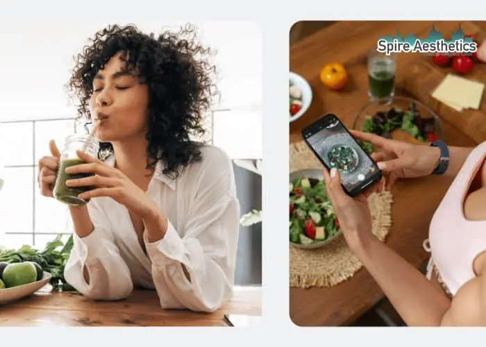 Image of woman looking into her diet and fat freezing Brentford to improve her health