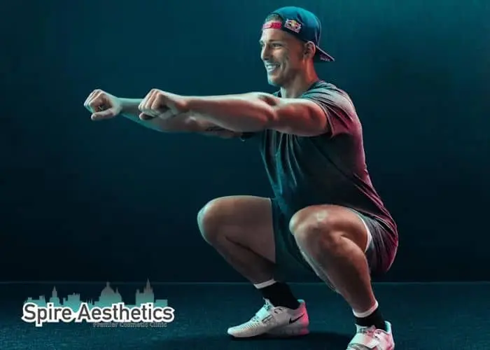 Image of man build leg muscle Brentford through exercise